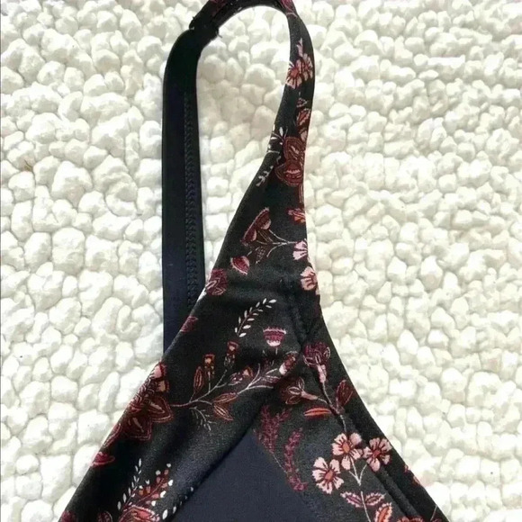 Swim By Cacique Black/Floral Tummy Control Deep V Tankini Swimming Suit Size 16 - Picture 5 of 12